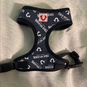 True Religion Denim Dog Harness in Blue and Black